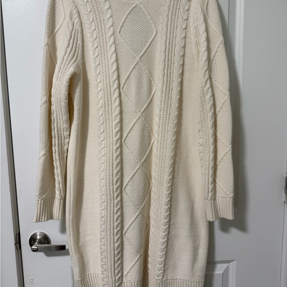 Torrid Cream Long Sleeve Cable Knit Dress